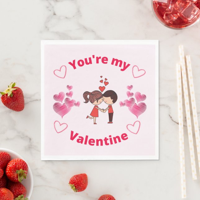 Du bist mein Valentinstag - Valentinstag Party Serviette (Beispiel)