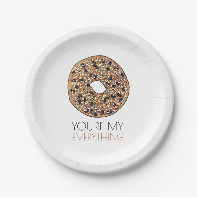 Du bist meine "Alles-Bagel-Frühstück-Liebe" Pappteller (Vorderseite)