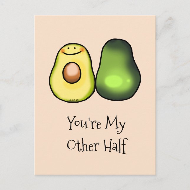 Du bist meine andere Hälfte (niedlicher Avocado) Postkarte (Vorderseite)