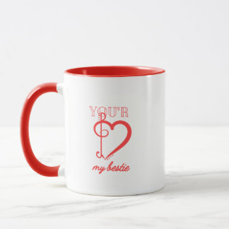 „Du bist meine beste Freundin“ Rot-weiße Freundsch Tasse