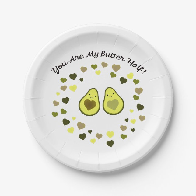 Du bist meine Butter halbe Liebe Avocados Pappteller (Vorderseite)