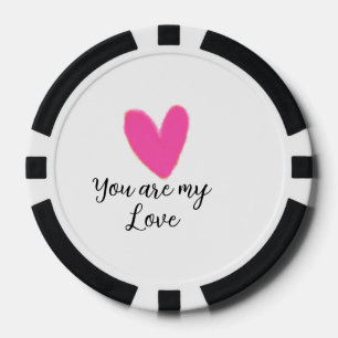 du bist meine Liebe rosa rotes Herz Aquarell Kidre Pokerchips