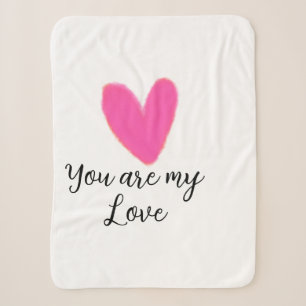 du bist meine Liebe rosa rotes Herz Aquarell Kidre Sherpadecke