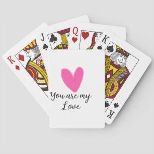 du bist meine Liebe rosa rotes Herz Aquarell Kidre Spielkarten