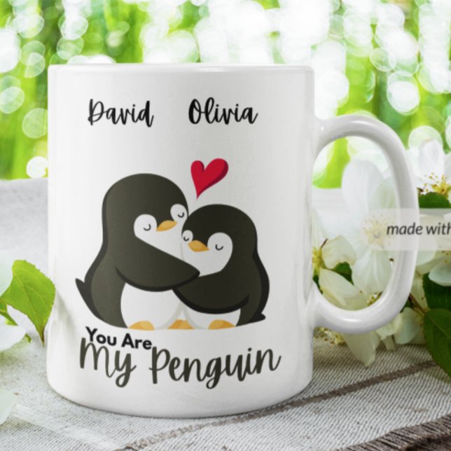 Du bist meine Pinguin - Individuelle Name Paare Kaffeetasse (Von Creator hochgeladen)