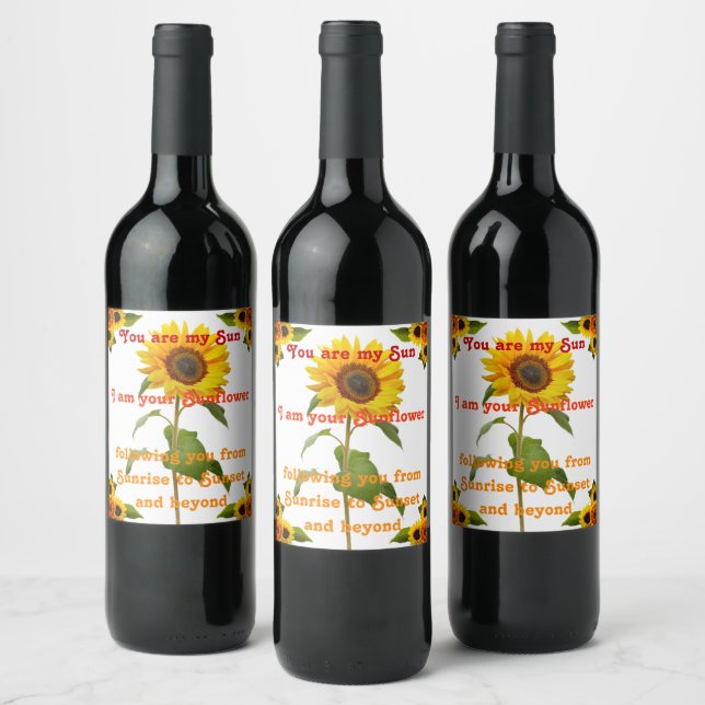 Du bist meine Sonne, ich bin deine Sonnenblume Weinetikett (Flaschen)