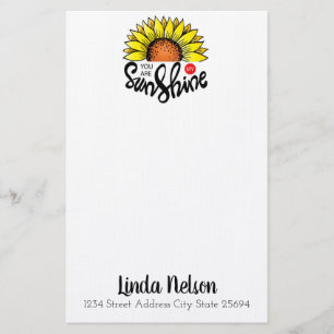 Du bist meine Sonne Sonnenblume Personalisiert Briefpapier