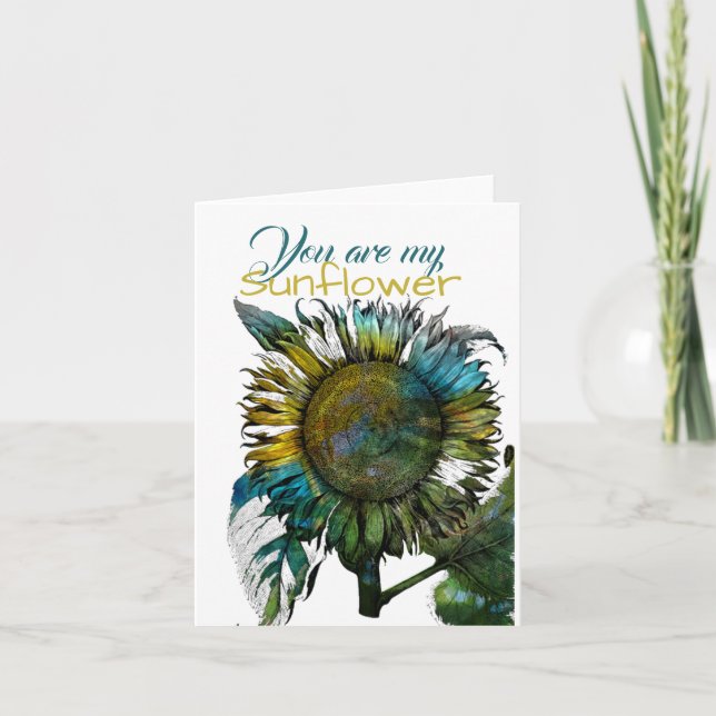 Du bist meine Sonnenblume geklappt Danke Karte (Vorderseite)