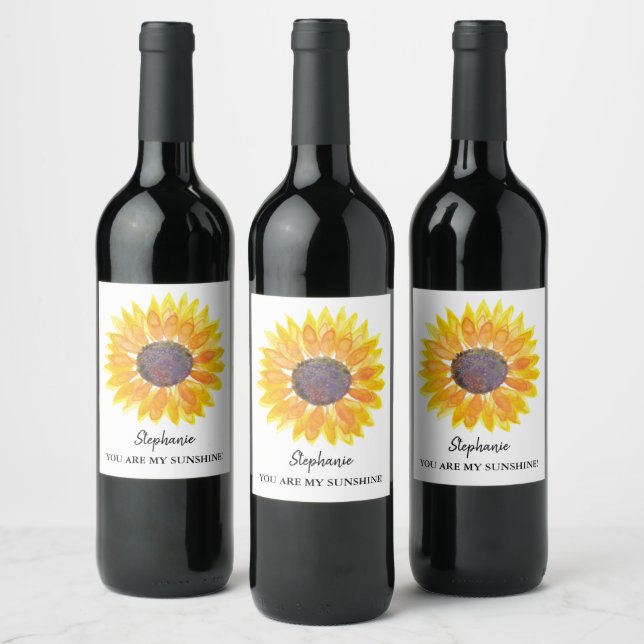 Du bist meine Sonnenblume Personalisiert Weinetikett (Flaschen)