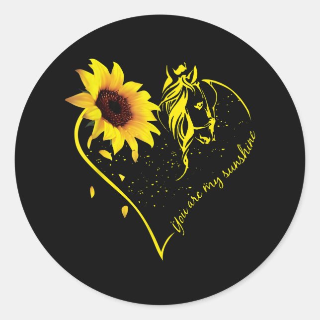 Du bist meine Sonnenblume und mein Pferd Runder Aufkleber (Vorderseite)
