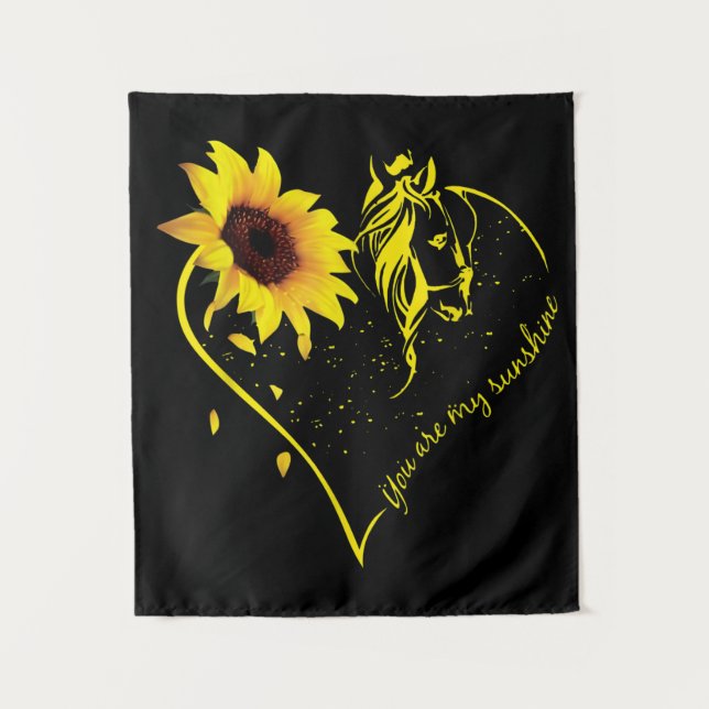 Du bist meine Sonnenblume und mein Pferd Wandteppich (Vorderseite)
