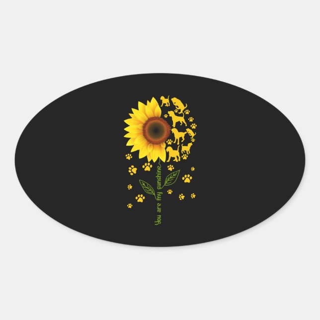 Du bist meine Sonnenblumen-Hunde Ovaler Aufkleber (Vorderseite)
