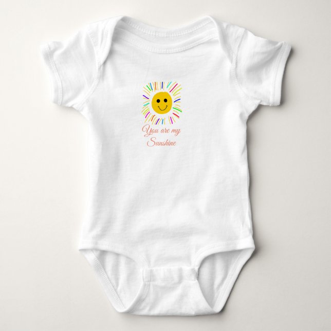 Du bist meine sonnengelbe orange Sonnenstrahlen hi Baby Strampler (Vorderseite)