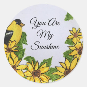 Du bist meine sonnige glückliche Vogelblüte Runder Aufkleber