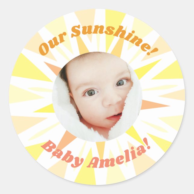 Du bist meine Sunshine Baby Ankündigung Runder Aufkleber (Vorderseite)