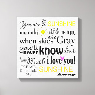 Du bist meine Sunshine Leinwand Word Art