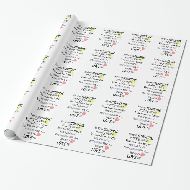 Du bist meine Sunshine Word Art Typografie Geschenkpapier (Ungerollt)