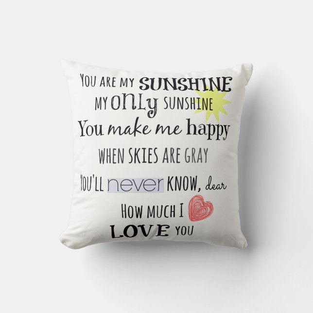 Du bist meine Sunshine Word Art Typografie Kissen (Vorderseite)