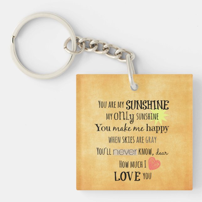 Du bist meine Sunshine Word Art Typografie Schlüsselanhänger (Vorderseite)