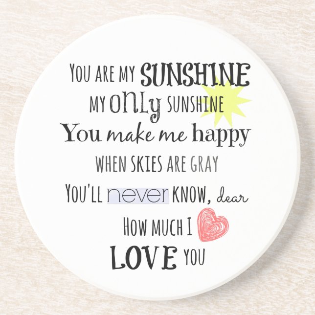 Du bist meine Sunshine Word Art Typografie Untersetzer (Vorne)