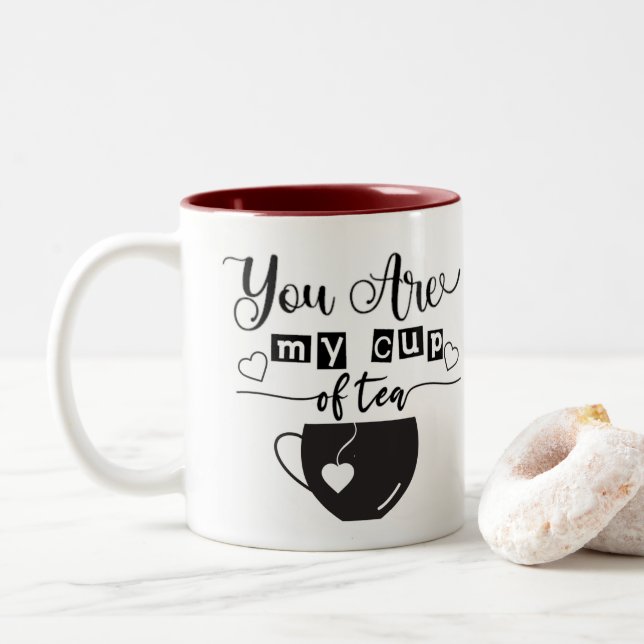 Du bist meine Tee-Liebe Schwarz-Weiß-Tasse Zweifarbige Tasse (Mit Donut)