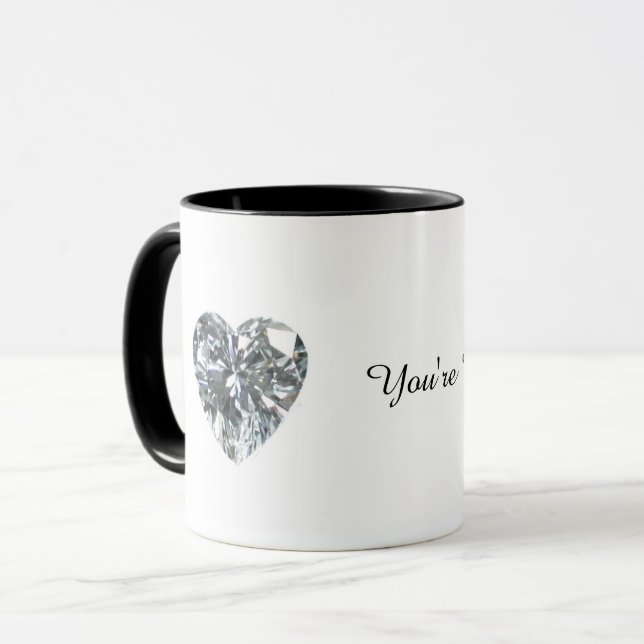 Du bist meine Valentine Heart Diamond Coffee Tasse (Vorderseite Links)