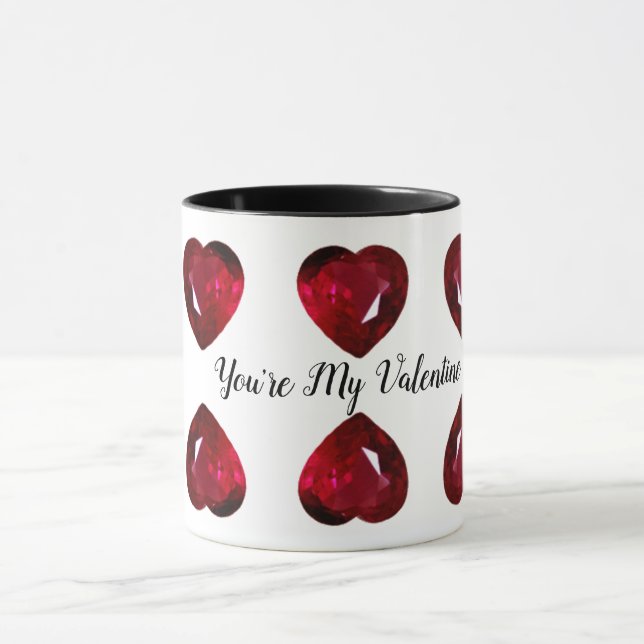 Du bist meine Valentine Ruby Heart Coffee Tasse (Zentrum)