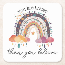 Du bist mutig, positiv Affirmation Geschenk Mama Rechteckiger Pappuntersetzer