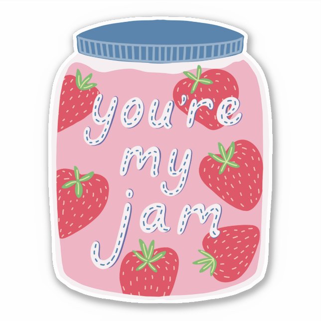 Du bist My Jam Strawberry Jam Heart Valentine Aufkleber (Vorderseite)