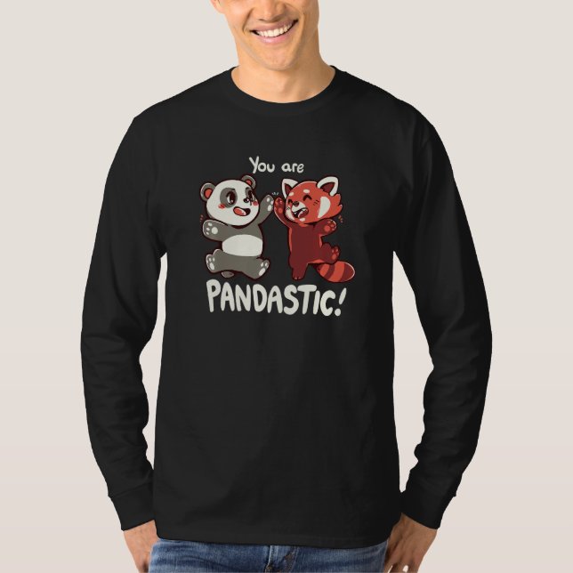 Du bist Pandastic High Five Red Panda und Panda T-Shirt (Vorderseite)