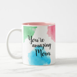 Du bist phantastische Mama | Farbenfrohe Aquarells Zweifarbige Tasse