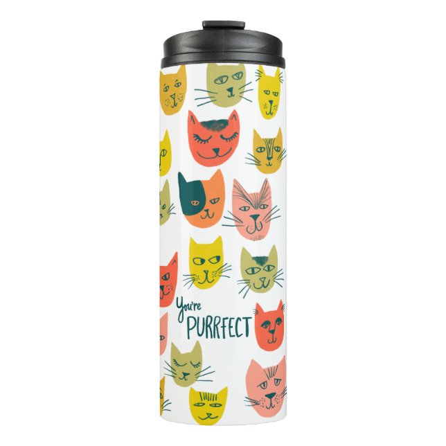 Du bist Purfect! Farbige Niedliche Katzen Thermosbecher (Vorderseite)