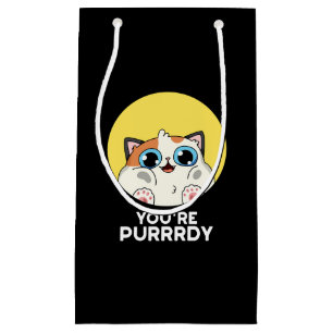 Du bist Purrdy Funny Cat Pun Dark BG Kleine Geschenktüte