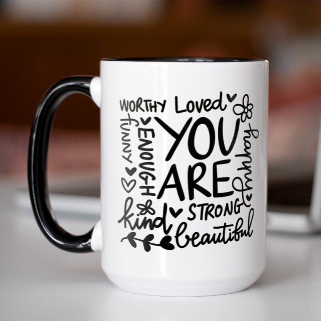 Du bist sehr schön Motivierend Tasse (You are strong, beautiful, kind coffee mug)