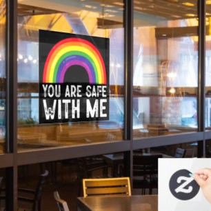 Du bist sicher bei mir LGBTQ Pride Monat Regenboge Fensteraufkleber