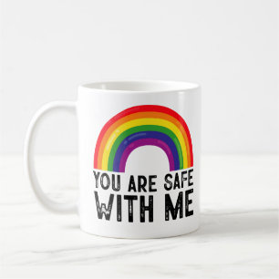 Du bist sicher bei mir LGBTQ Pride Monat Regenboge Kaffeetasse