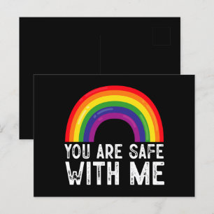 Du bist sicher bei mir LGBTQ Pride Monat Regenboge Postkarte