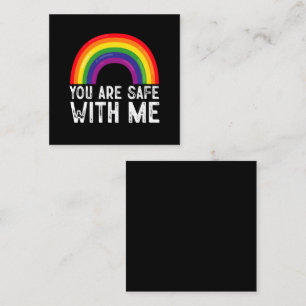 Du bist sicher bei mir LGBTQ Pride Month Regenboge Quadratische Visitenkarte