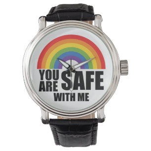 Du bist sicher bei mir LGBTQ Regenbogen Stolz  Armbanduhr