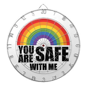 Du bist sicher bei mir LGBTQ Regenbogen Stolz  Dartscheibe