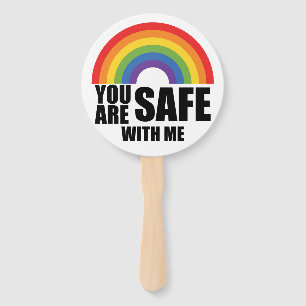 Du bist sicher bei mir LGBTQ Regenbogen Stolz Fächer