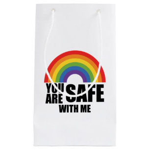 Du bist sicher bei mir LGBTQ Regenbogen Stolz  Kleine Geschenktüte