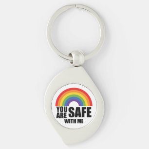 Du bist sicher bei mir LGBTQ Regenbogen Stolz  Schlüsselanhänger