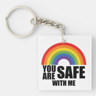 Du bist sicher bei mir LGBTQ Regenbogen Stolz  Schlüsselanhänger
