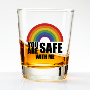Du bist sicher bei mir LGBTQ Regenbogen Stolz  Schnapsglas