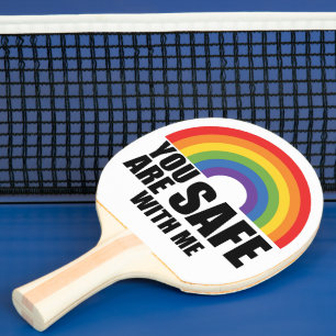 Du bist sicher bei mir LGBTQ Regenbogen Stolz Tischtennis Schläger