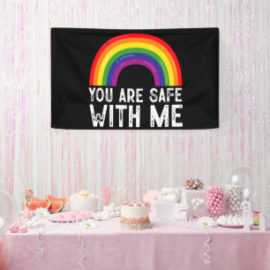Du bist sicher bei mir LGBTQ Stolz Monat Regenboge Banner