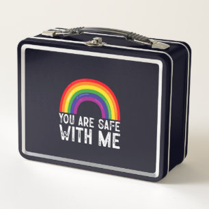 Du bist sicher bei mir LGBTQ Stolz-Monat Regenboge Metall Brotdose