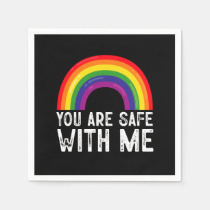 Du bist sicher bei mir LGBTQ Stolz Monat Regenboge Serviette