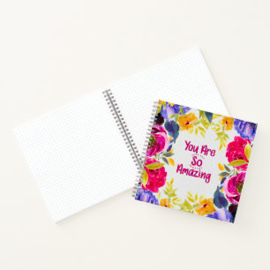 Du bist so erstaunlich Wasserfarbe-Floral Notizbuch